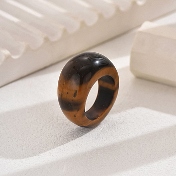 Classic Unisex Natural Tiger Eye Finger Rings, Simple, Fashionable and Versatile, Inner Diameter: 19mm