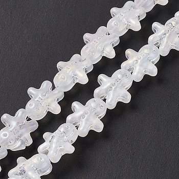 AB Color Plated Electroplate Glass Beads, Ginger Man, for Christmas, Clear AB, 15x14x7mm, Hole: 1mm, about 45pcs/strand, 24.80''~25.20''(63~64cm)
