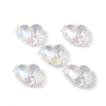 Transparent Acrylic Beads, AB Color Plated, Heart with Star, Clear AB, 14.5x19.5x10mm, Hole: 2mm