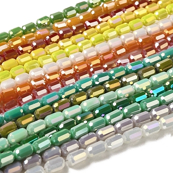 Electroplate Glass Beads Strands, Faceted, AB Color, Column, Mixed Color, 4x6mm, Hole: 1mm, about 80pcs/strand, 18.11''(46cm)