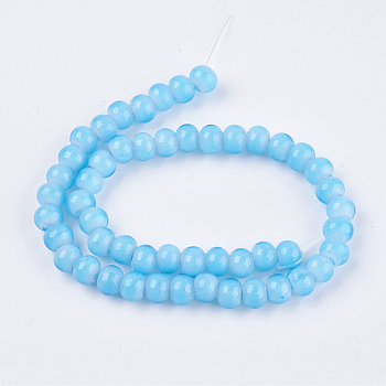 Lampwork Beads, Rondelle, Sky Blue, 8~8.5x6.5~7mm, Hole: 3mm