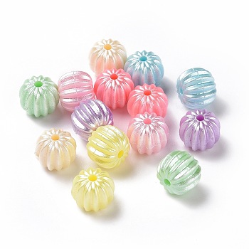 Imitation Pearl Acrylic Beads, Pumpkin, Mixed Color, 11x9.4mm, Hole: 2.1mm, about 833pcs/500g