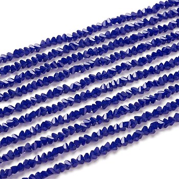 Glass Beads Strands, Imitation Jade Glass, Faceted, Polygon, Dark Blue, 2.5x2.5x2.5mm, Hole: 0.7mm, about 150pcs/strand, 13.39''(34cm)