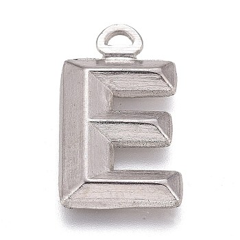 304 Stainless Steel Pendants, Alphabet, Letter.E, 16x9.5x2mm, Hole: 2x1mm