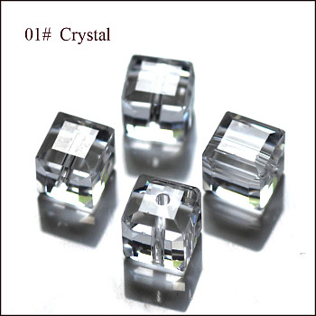 Imitation Austrian Crystal Beads, Grade AAA, Faceted, Cube, Clear, 4x4x4mm(size within the error range of 0.5~1mm), Hole: 0.7~0.9mm