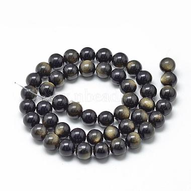 Natural Golden Sheen Obsidian Beads Strands(G-R446-16mm-23)-2