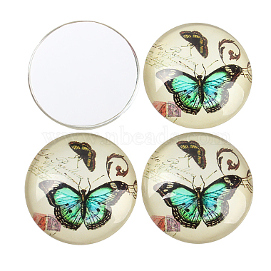 Butterfly Printed Glass Half Round/Dome Cabochons(X-GGLA-N004-12mm-C01)-2