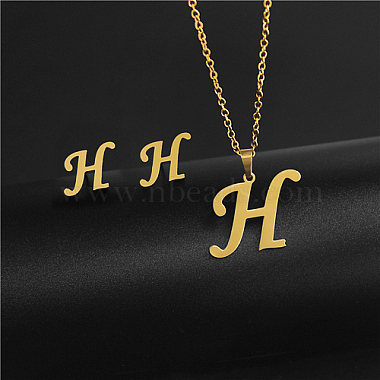 Letter H Stainless Steel Stud Earrings & Necklaces