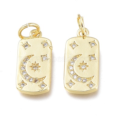 Real 18K Gold Plated Clear Rectangle Brass+Cubic Zirconia Charms