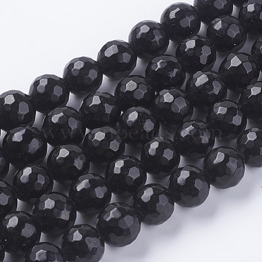 10mm Black Round White Jade Beads