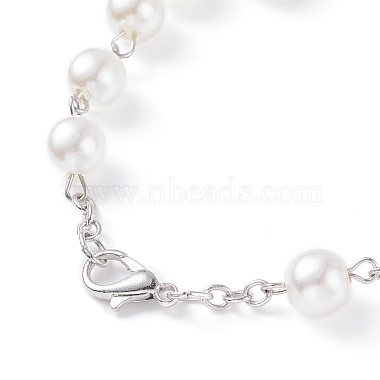 Religious Prayer Imitation Pearl Beaded Rosary Bracelet(BJEW-O140-01P)-4