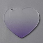 Gradient Transparent Acrylic Disc Big Pendants, for Keychain, Heart, Medium Purple, 46.5x50.5x2mm, Hole: 3mm(FIND-WH0032-54E)