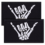 Luminous Nylon Hook and Loop Tapes, Rectangle with Skeleton Gesture, Black, 51x82x4mm(AJEW-WH0348-870C)