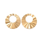 304 Stainless Steel Pendants, Wavy Textured Ring Charm, Golden, 32x1mm, Hole: 1.2mm(X-STAS-A061-03G)