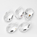 Faceted Teardrop Glass Pendants, Clear, 47.5x27.5x25~26mm, Hole: 2mm(X-GLAA-R149-A-01)