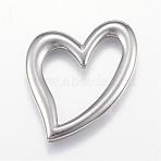 Tarnish Resistant 304 Stainless Steel Linking Rings, Heart, Stainless Steel Color, 38.5x30x3mm(STAS-P125-02P)