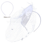 Mesh Veil Cloth Hair Bands, with Alloy Clip, Hair Accessories for Women and Girls, White, 230x290x46mm(AJEW-WH0248-740B)