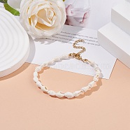 Natural Shell Beaded Bracelet, Summer Beach Jewelry for Women, Floral White, 7-5/8 inch(19.5cm)(BJEW-JB08162)