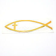 Waterproof PVC Adhesive Sticker Car Stickers, Fish with Word Jesus, for DIY Car Decorations , Gold, 15x4.8x0.1cm(DIY-WH0223-06A)