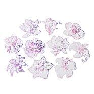 Flower Waterproof PET Stickers Set, Decorative Stickers, for Water Bottles, Laptop, Luggage, Cup, Computer, Mobile Phone, Skateboard, Guitar Stickers, Medium Purple, 66~80x75~80x0.1mm, 10 style, 2pcs/style, 20pcs/set(DIY-G118-01B)
