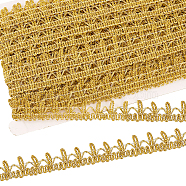 Filigree Corrugated Lace Ribbon, for Clothing Accessories, Floral Pattern, Gold, 7/8 inch(22mm), 15 yards/card(OCOR-WH0080-80D)