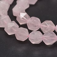 Faceted Natural Rose Quartz Gemstone Bead Strands, Star Cut Round Beads, 8mm, Hole: 1mm, about 24pcs/strand, 7.5 inch(X-G-J331-02-8mm)