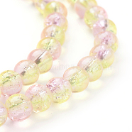 Spray Painted Crackle Glass Beads Strands, Round, Pearl Pink, 6mm, Hole: 1.3~1.6mm, 31.4 inch(X-CCG-Q002-6mm-03)