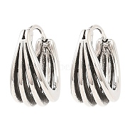 316 Surgical Stainless Steel Hoop Earrings, Antique Silver, 15x15x7.5mm(EJEW-D096-05H-AS)