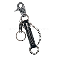 Men's Punk Pant Keychain,  Cowhide Keychain, with Alloy Clasp, Skull, Black, 15.5cm(PW-WG46721-01)