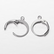 304 Stainless Steel Leverback Earring Findings, with Loop, Stainless Steel Color, 14.5x12x2mm, Hole: 1mm(X-STAS-I045-02)