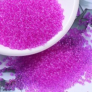 MIYUKI Round Rocailles Beads, Japanese Seed Beads, 11/0, (RR1309) Dyed Transparent Magenta, 2x1.3mm, Hole: 0.8mm, about 1111pcs/10g(X-SEED-G007-RR1309)