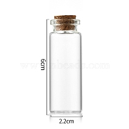 Glass Bottle, with Cork Plug, Wishing Bottle, Column, Clear, 2.2x6cm, Capacity: 12ml(0.41fl. oz)(CON-WH0085-70D)