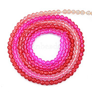Transparent Glass Beads Strands, Segmented Multi-color Beads, Faceted Round, Red, 2mm, Hole: 0.6mm, about 194~199pcs/strand, 14.49 inch~14.61 inch(36.8~37.1cm)(GLAA-N041-009-11)