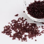12/0 Frosted Round Glass Seed Beads, Rosy Brown, Size: about 2mm in diameter, hole:1mm, about 3304pcs/50g(X-SEED-A008-2mm-M16)