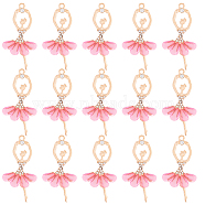 20Pcs Transparent Resin Big Pendants, Ballet Girl Charms, with Golden Plated Alloy Findings and Crystal Rhinestone, Golden, 60x31x4mm, Hole: 2mm(RESI-SC0002-58)