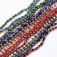 Glass Beads Strands, Half Golden Plated, Faceted, Teardrop, Mixed Color, 7.5x4.5mm, Hole: 0.8mm, about 39~50pcs/strand, 12.72~13.19''(32.3~33.5cm)(GLAA-H022-08)