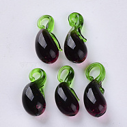 Handmade Lampwork Pendants, Eggplant, Purple, 21~23x9~10x8~9mm, Hole: 1.5~4mm(LAMP-S188-16)