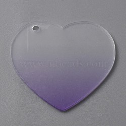 Gradient Transparent Acrylic Disc Big Pendants, for Keychain, Heart, Medium Purple, 46.5x50.5x2mm, Hole: 3mm(FIND-WH0032-54E)