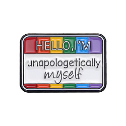 Pride Rainbow & Word Hello I'm Unapologetically Myself Enamel Pins, Alloy Brooches for Backpack Clothes, Colorful, 21x30mm(PW-WG75816-02)