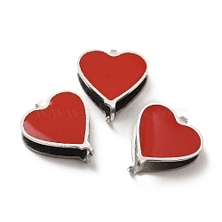 304 Stainless Steel Snap on Bails, with Enamel, Heart, Red, Stainless Steel Color, 11x10x3.5mm, Pin: 0.9mm(STAS-I193-07P)
