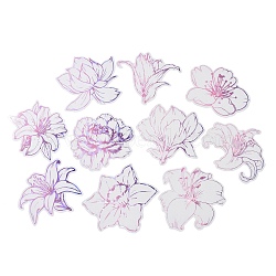 Flower Waterproof PET Stickers Set, Decorative Stickers, for Water Bottles, Laptop, Luggage, Cup, Computer, Mobile Phone, Skateboard, Guitar Stickers, Medium Purple, 66~80x75~80x0.1mm, 10 style, 2pcs/style, 20pcs/set(DIY-G118-01B)