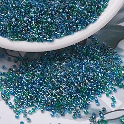 MIYUKI Delica Beads, Cylinder, Japanese Seed Beads, 11/0, (DB0985) Sparkling Lined Caribbean Mix(Blue Green) , 1.3x1.6mm, Hole: 0.8mm, about 2000pcs/10g(X-SEED-J020-DB0985)