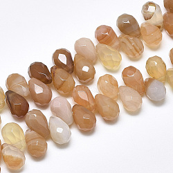 Natural Carnelian Beads Strands, Top Drilled Beads, Faceted, Teardrop, 9~9.5x6mm, Hole: 0.8mm, about 44pcs/strand, 7.6 inch(G-S357-C02-09)