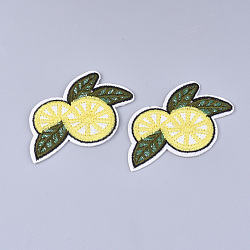 Computerized Embroidery Cloth Iron on/Sew on Patches, Appliques, Costume Accessories, Lemon, Yellow, 47x75x1.5mm(X-FIND-T030-214)