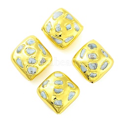 Rack Plating Brass with Natural Larimar Beads, Long-Lasting Plated, Rhombus, Golden, 28x24x14mm, Hole: 1.2mm(KK-NH0001-05G)