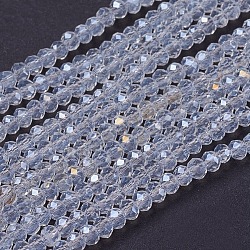 Electroplate Glass Beads Strands, Full Rainbow Plated, Faceted, Rondelle, Clear, 3x2mm, Hole: 0.8mm, about 185~190pcs/strand, 14.9~17.3 inch(38~44cm)(GLAA-F076-FR14)