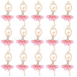 20Pcs Transparent Resin Big Pendants, Ballet Girl Charms, with Golden Plated Alloy Findings and Crystal Rhinestone, Golden, 60x31x4mm, Hole: 2mm(RESI-SC0002-58)