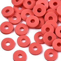 Handmade Polymer Clay Beads, for DIY Jewelry Crafts Supplies, Disc/Flat Round, Heishi Beads, Red, 6x1mm, Hole: 2mm, about 1175pcs/50g(X-CLAY-Q251-6.0mm-45)