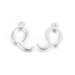 Silver Color Plated Alloy Letter Pendants, Rack Plating, Cadmium Free & Lead Free, Letter.Q, 12x15x2mm, Hole: 1.5mm(X-PALLOY-J718-01S-Q)