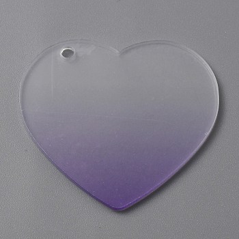 Gradient Transparent Acrylic Disc Big Pendants, for Keychain, Heart, Medium Purple, 46.5x50.5x2mm, Hole: 3mm
